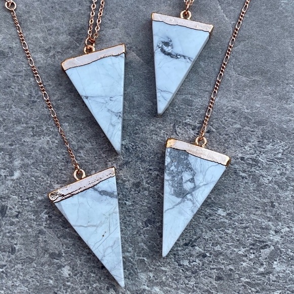 Rose Gold Dipped Boho Marble Pendant - Picture 2 of 8